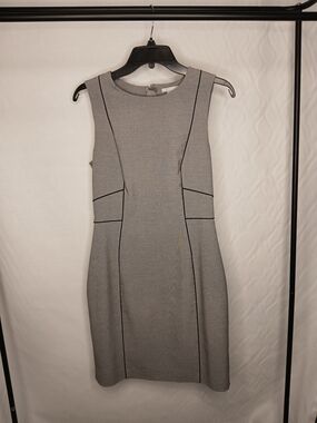 H&M Gray Sheath Dress with Black Piping